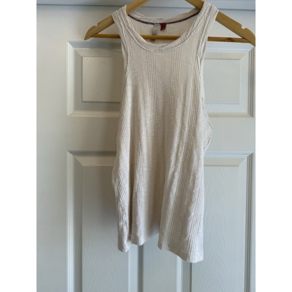 Pilcro Ribbed Tank Top Women Size S Cream Racerback Cotton Modal Sleeveless